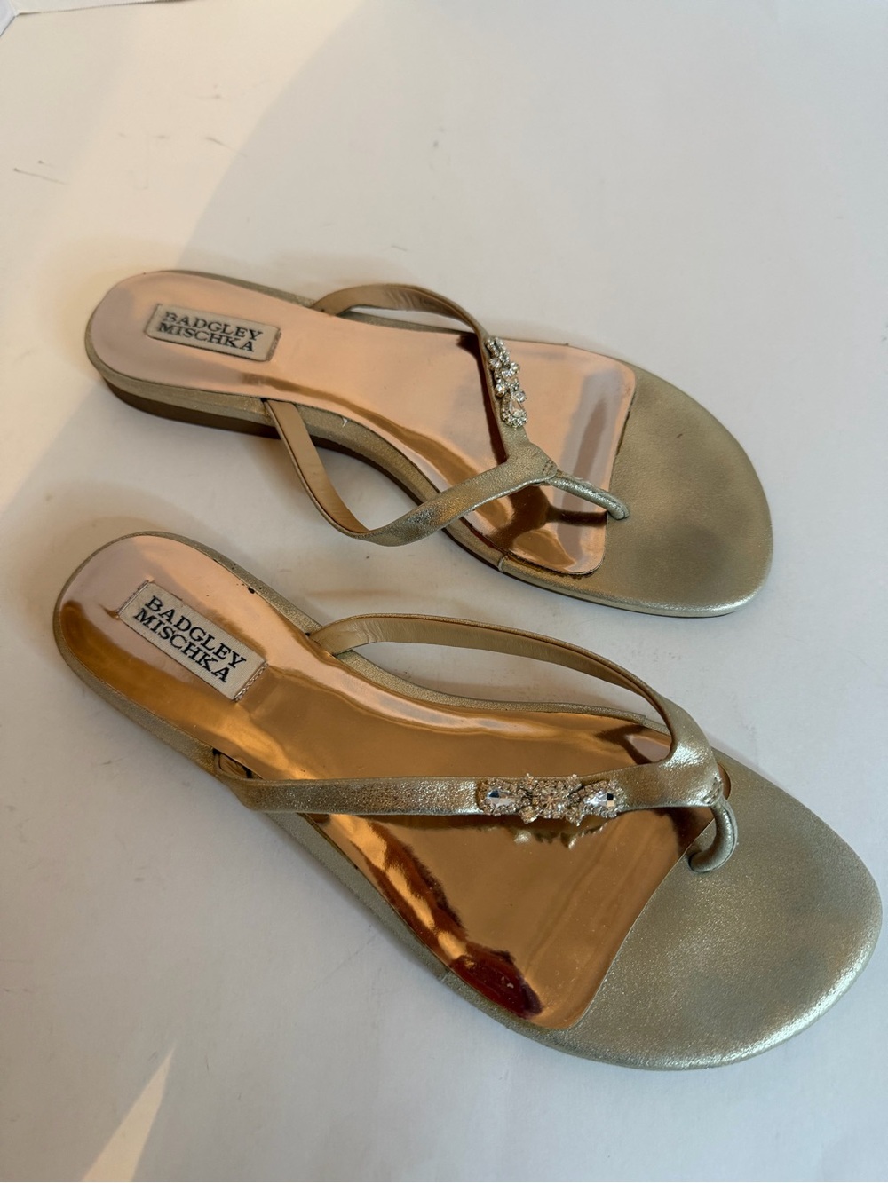 Badgley Mischka Rhinestone Toe-Post Sandals